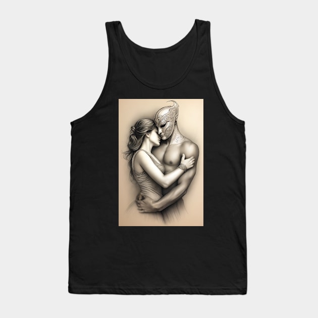 In his arms AI generated sketch Tank Top by Khala